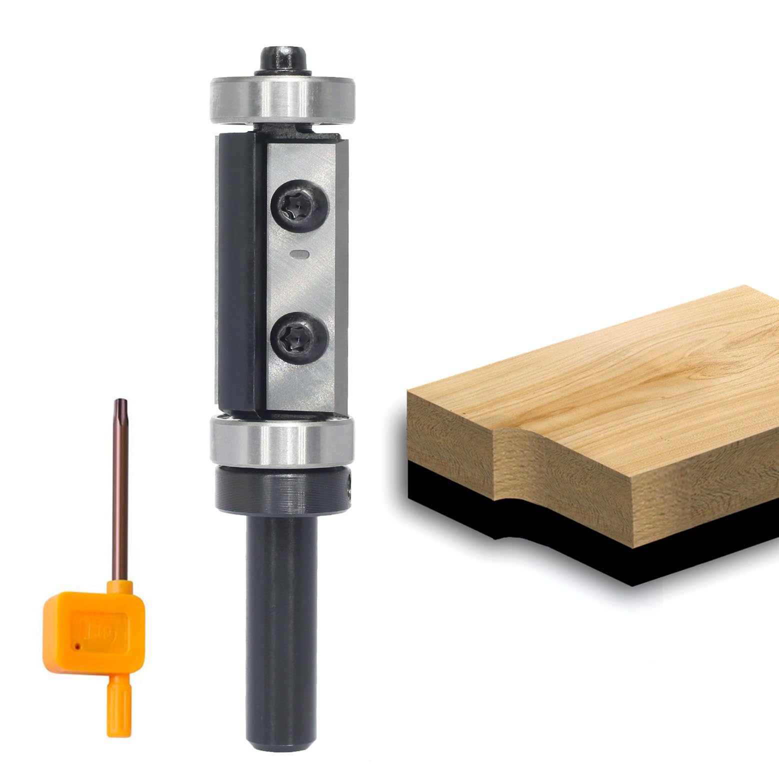 Fresa a filo per piastre reversibili, fusto da 8 mm, lunghezza di taglio 30 mm, con metallo duro sostituibile (HW), con cuscinetti a sfera sul gambo e sulla parte superiore, per