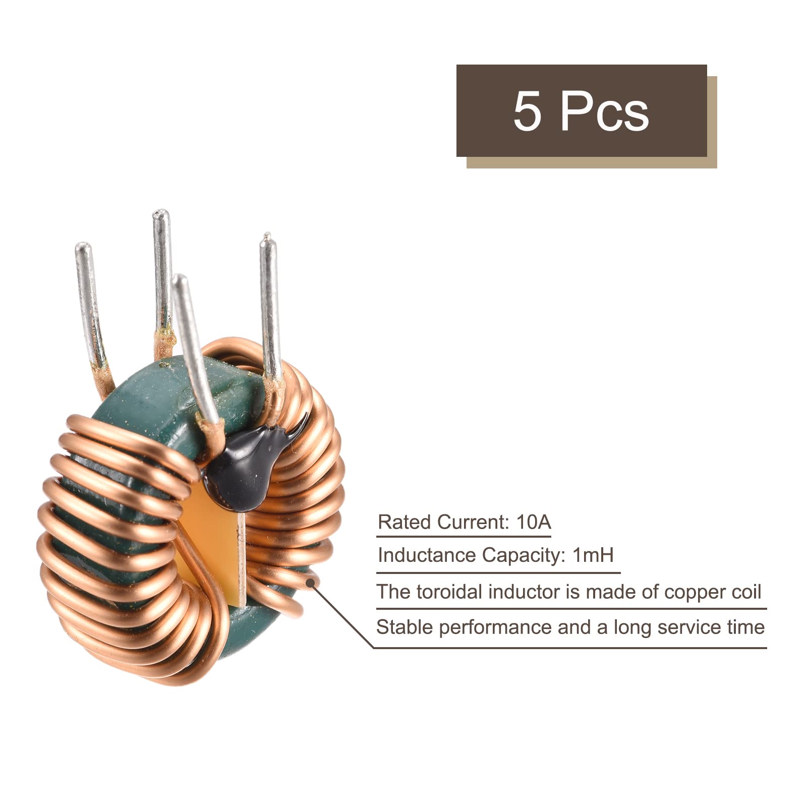 Sourcing Map Lot De 10 Inducteurs Toroïdaux 10 MH 40 MOhm 2A - Pour Circuits électroniques, Bobinage Manuel - 5
