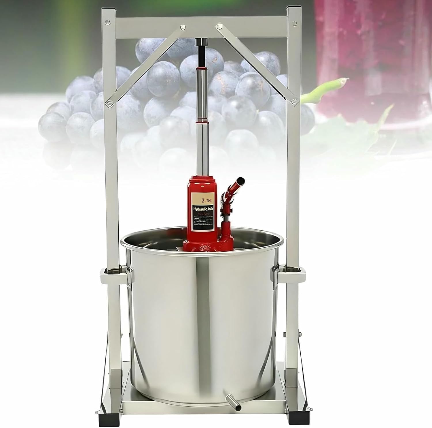 Hydraulic Fruit Wine Press, Stainless Steel Press Extractor with Filter Bucket, Juice Making Machine for Rice Wine Honey Vegetables Cheese Puree-