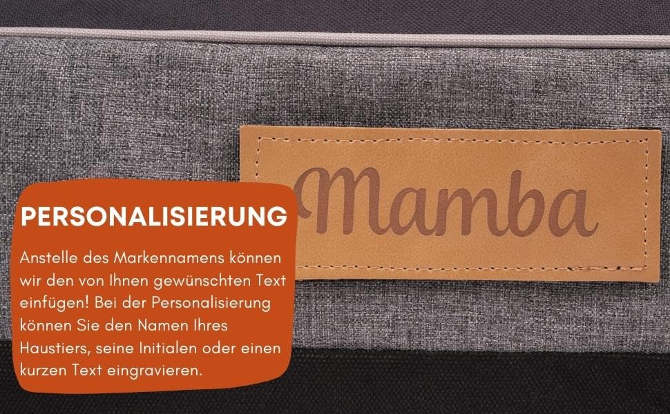 Petsen Personalisierte Hundebett XL - Grosse Große Mittelgroße Hunde - Hundekissen – Hundekörbchen - Hundematte mit Gravieren Namen (Grau, L 100 x B 65 x H 17 cm)