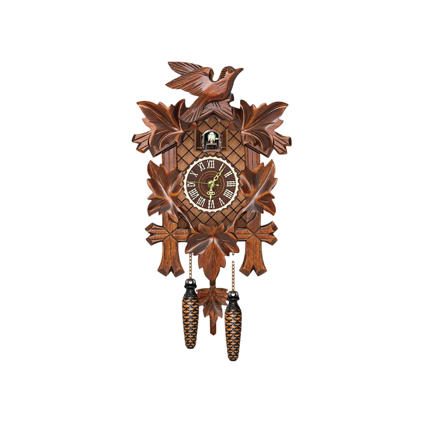 Reloj de cuco decorativo y delicado de madera que añade encanto al hogar, reloj tradicional de chalet de bosque negro preciso y preciso CL303