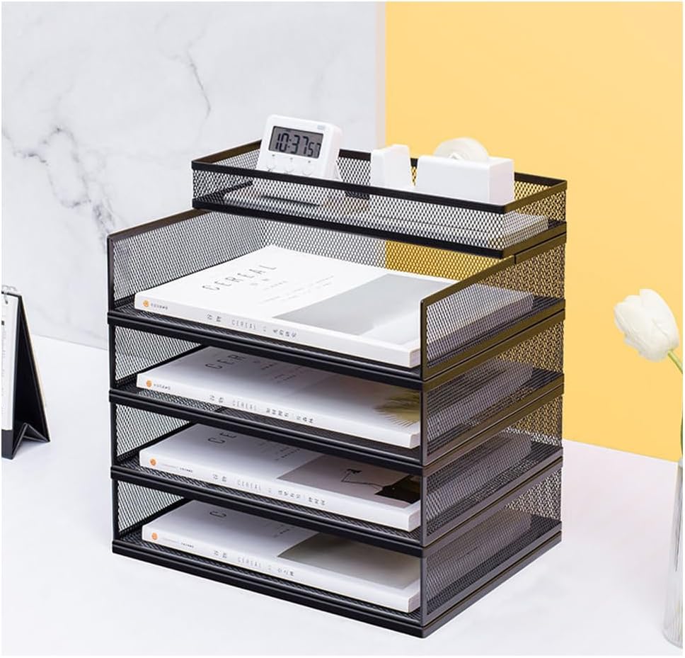 Mesh Stackable Letter Tray, 5 Tier Office Desk Tidy Organiser File