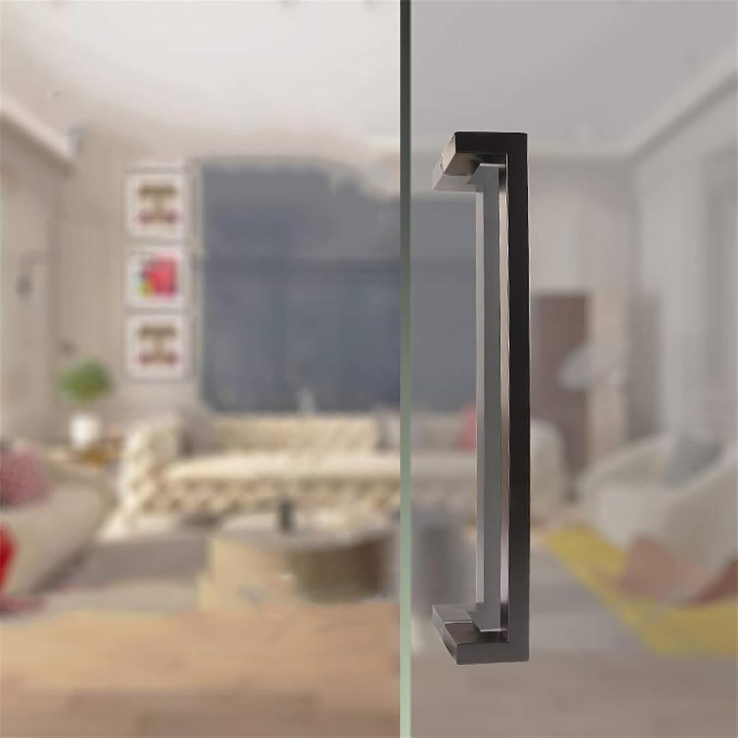 Matt Black Stainless Steel Square Tube Door Pull Handle Glass Door Handle/Wood Door Handle/Sliding 5 Lengths (Size : 425x400mm)