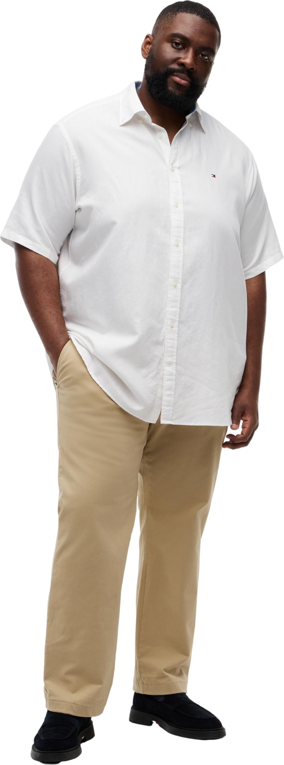 Tommy Hilfiger Herren Bt-cl Linen BLND Solid Ss Rf S-b Mw0mw44062 S/S Shirt