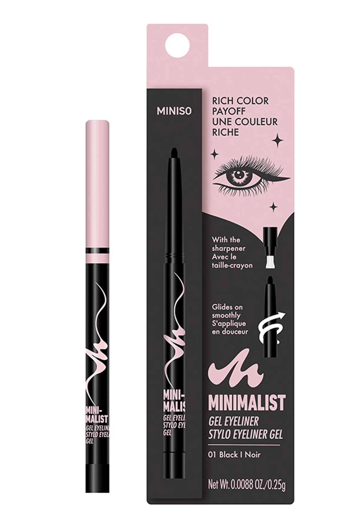 Miniso Minimalist Serisi Jel Eyeliner Kalem 01 Siyah, 2017454312106