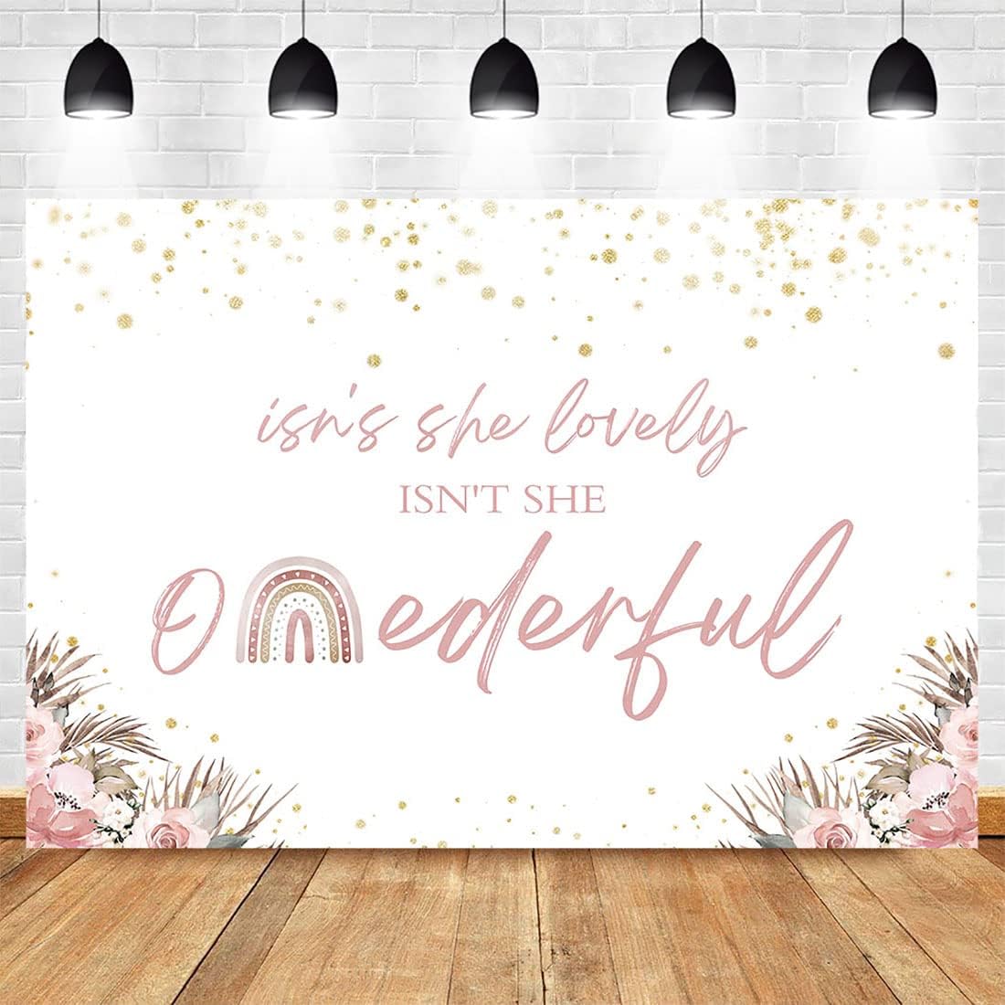 Avezano Boho Rainbow Happy 1st Birthday Backdrop Little Miss Onederful Floral Banner Photography Background Isn't she Lovely Isn't She Onederful Birthday Party Decor Cake Table Banner (5x3ft)