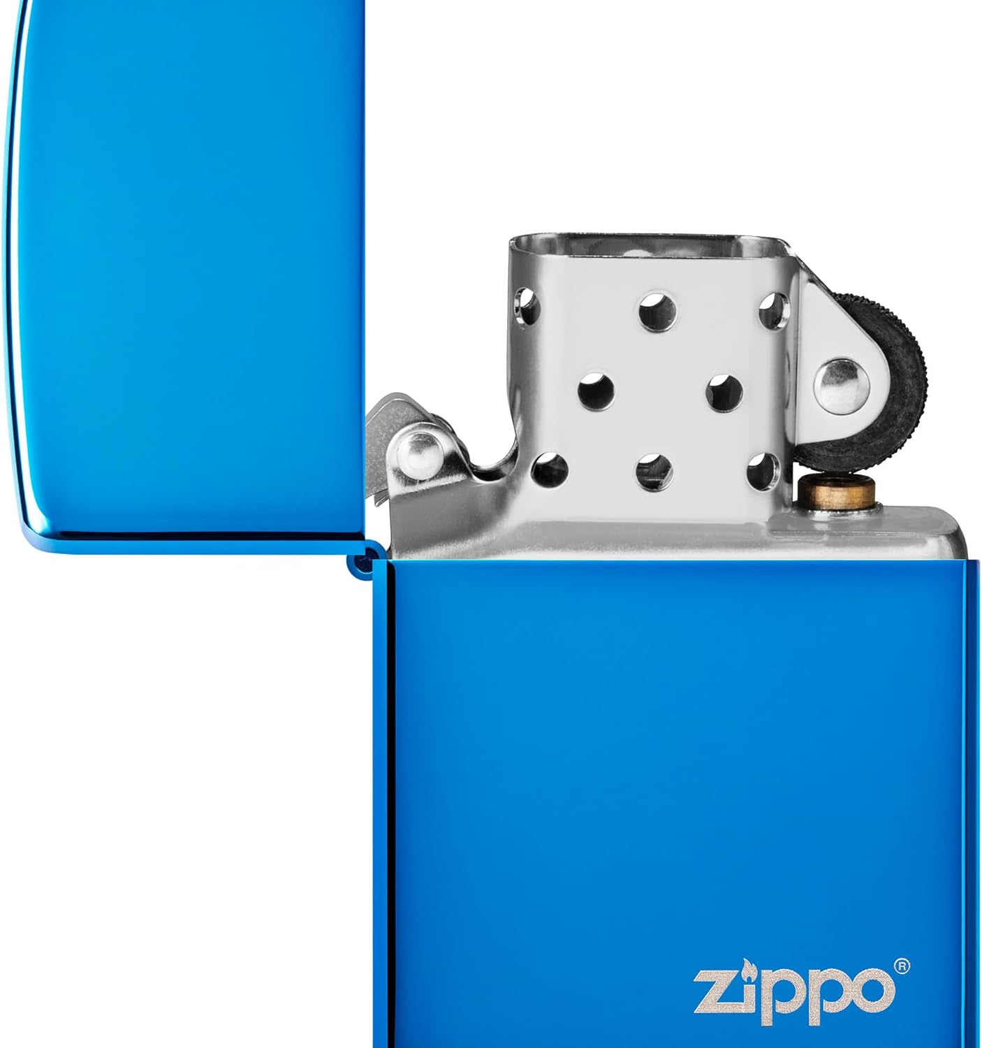 Zippo Logo High Polish Blue Pocket Lighter