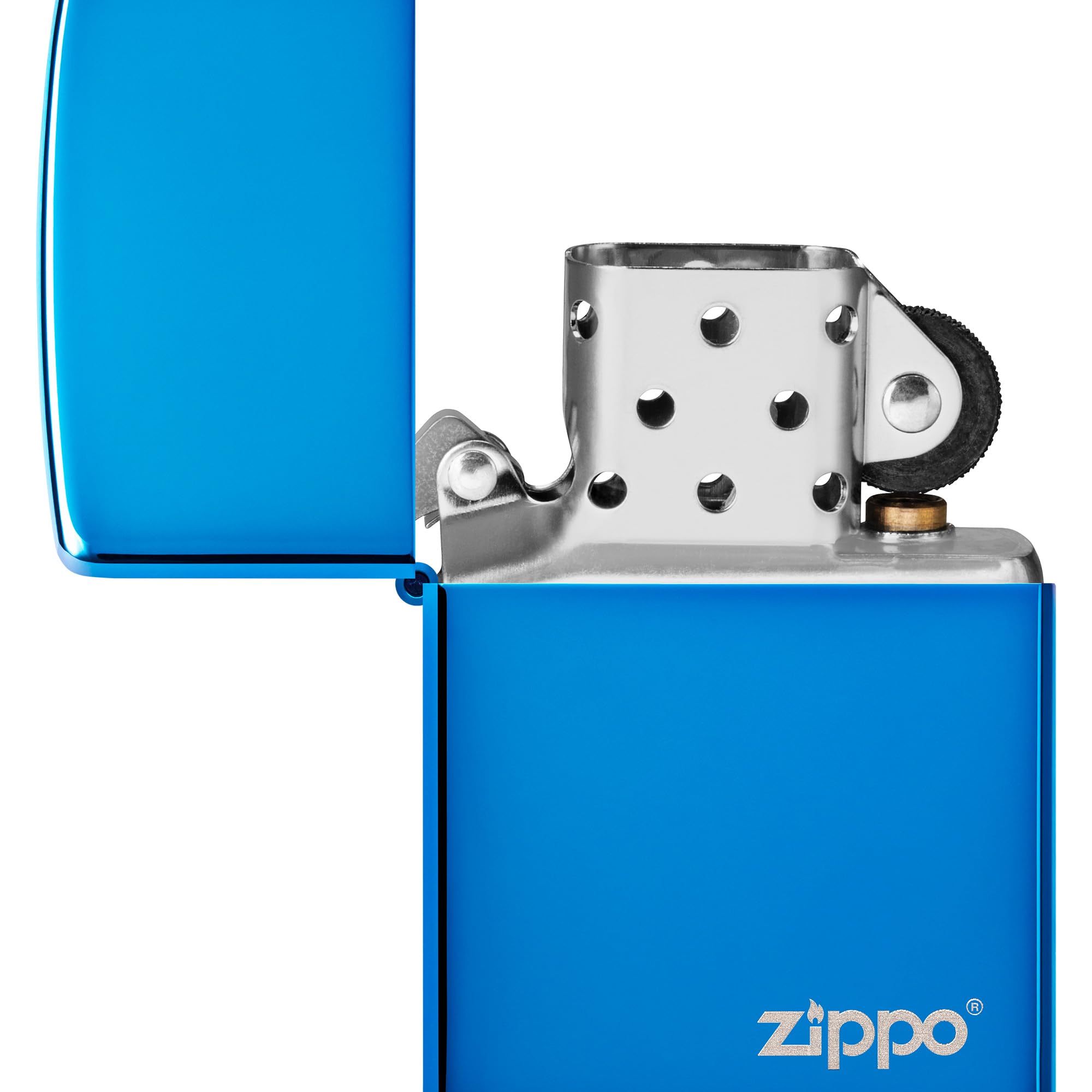 Zippo Zapalniczka Sztormowa, Niebieska o Połysku, Logo, Grawer Laserowy, Model Podstawowy, do Napełniania, Wielokrotnego Użytku, Odporna na Wiatr, Pudełko Prezentowe, Wyprod. w USA