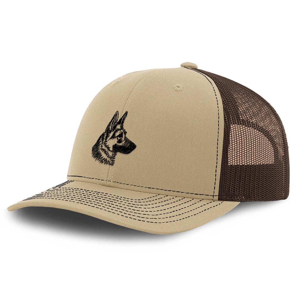 Richardson Mesh Cap Hat Embroidered Black German Shepherd Head Trucker Hats for Men & Women