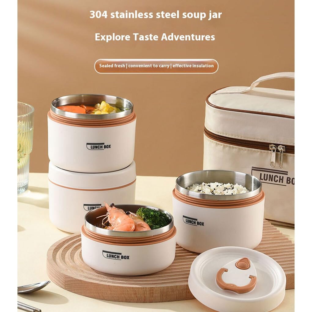 Fiambrera térmica de acero inoxidable para comida caliente en cualquier lugar, caja portátil con aislamiento térmico de 2/3/4 compartimentos, 4 Uds.