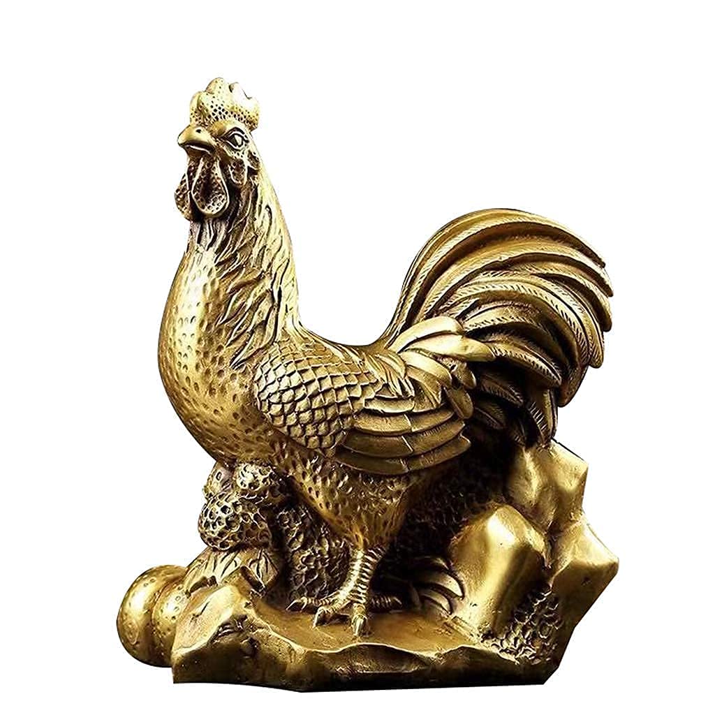 Sculpture coq Feng Shui en laiton pur, objet d'art traditionnel