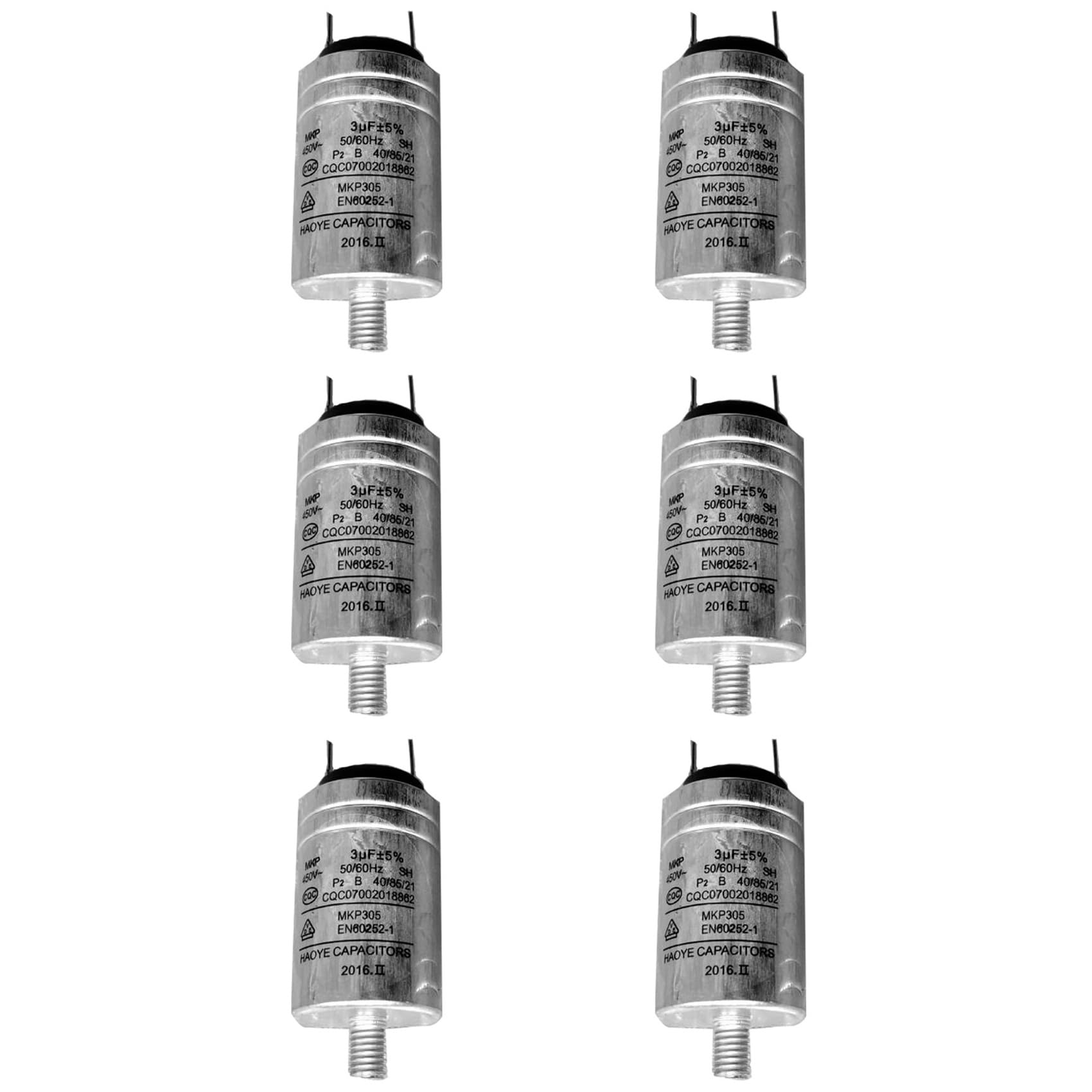 Hndhbfgrt 6X Dishwasher Parts Aluminum Housing Capacitor MKP-3UF 450VAC