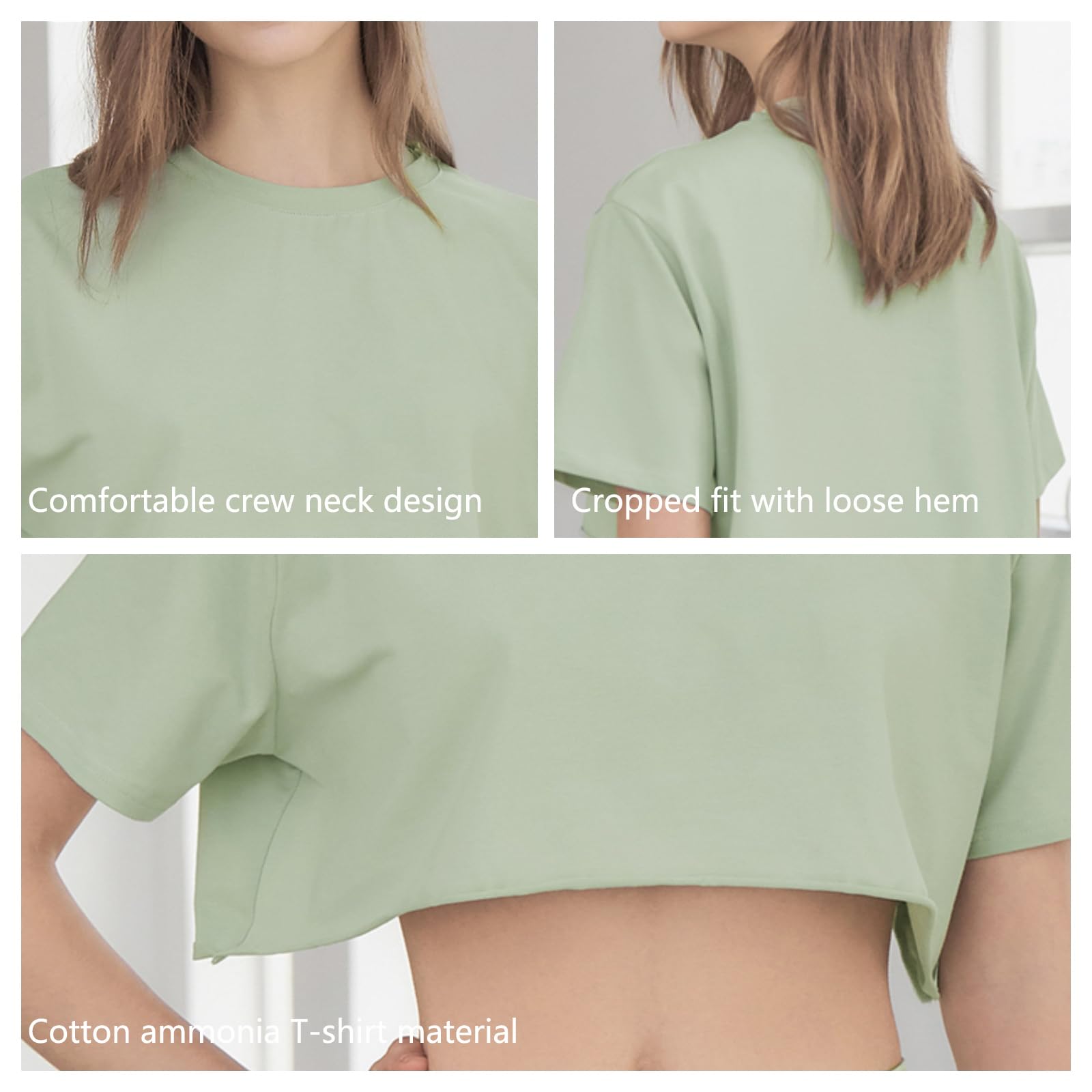 Damskie Sportowe Topy Slim Fit PrzycięTe Topy Do Jogi T Shirt Cover Ups,Green,M