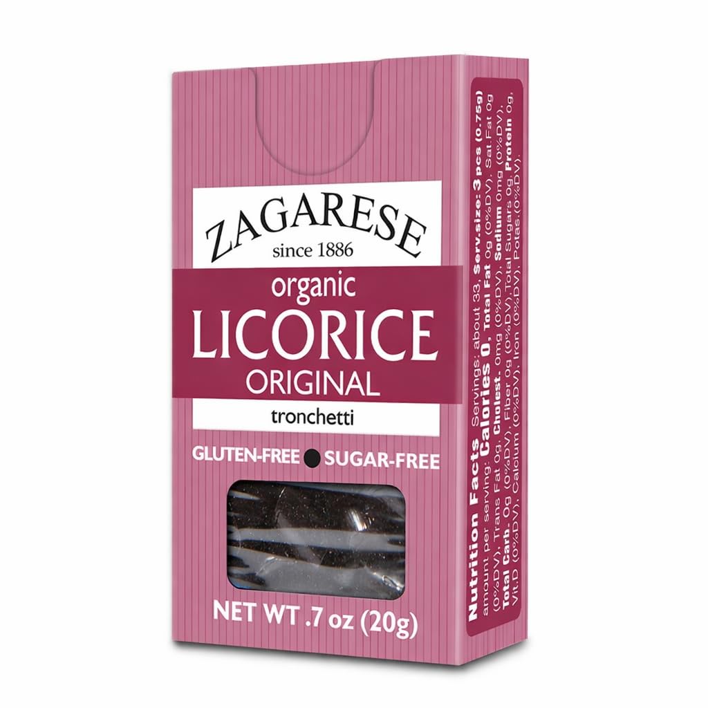 Zagarese 100% Organic Licorice with Anise, 0.88-Ounce Flip Top Boxes (Pack of 6)