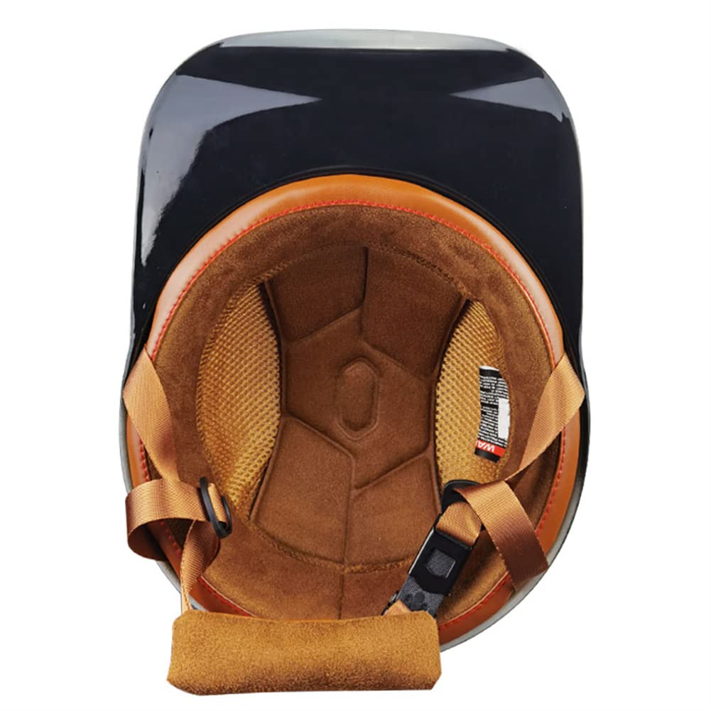 Rétro Casquette De Baseball Vintage Casque De Moto À Visage Ouvert pour Hommes Femmes Mobylette Bols Casque pour Toutes Les Saisons (Bright Black,XL(59-60cm))