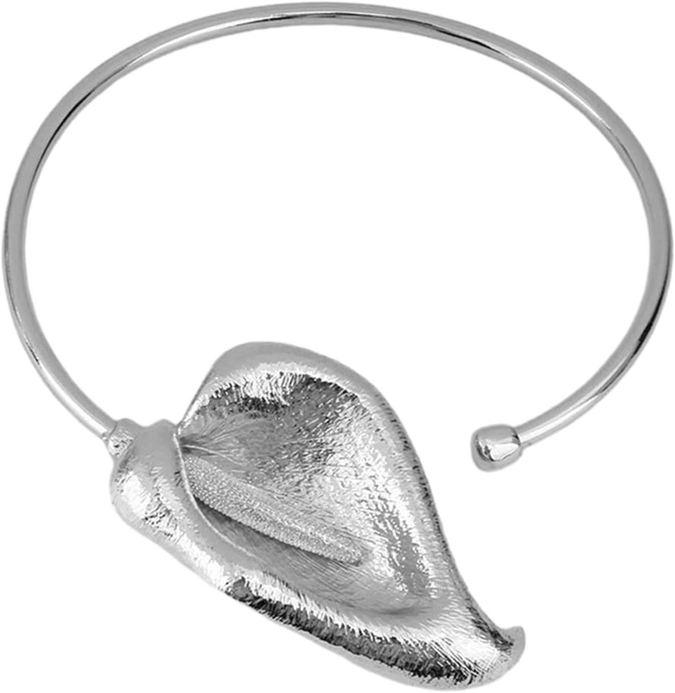 Exaggerated Pleated Metal Open Choker Necklace Stylish Metal Flower Choker Necklace Women's Party Neckchain Accessory, Silver - Image 7