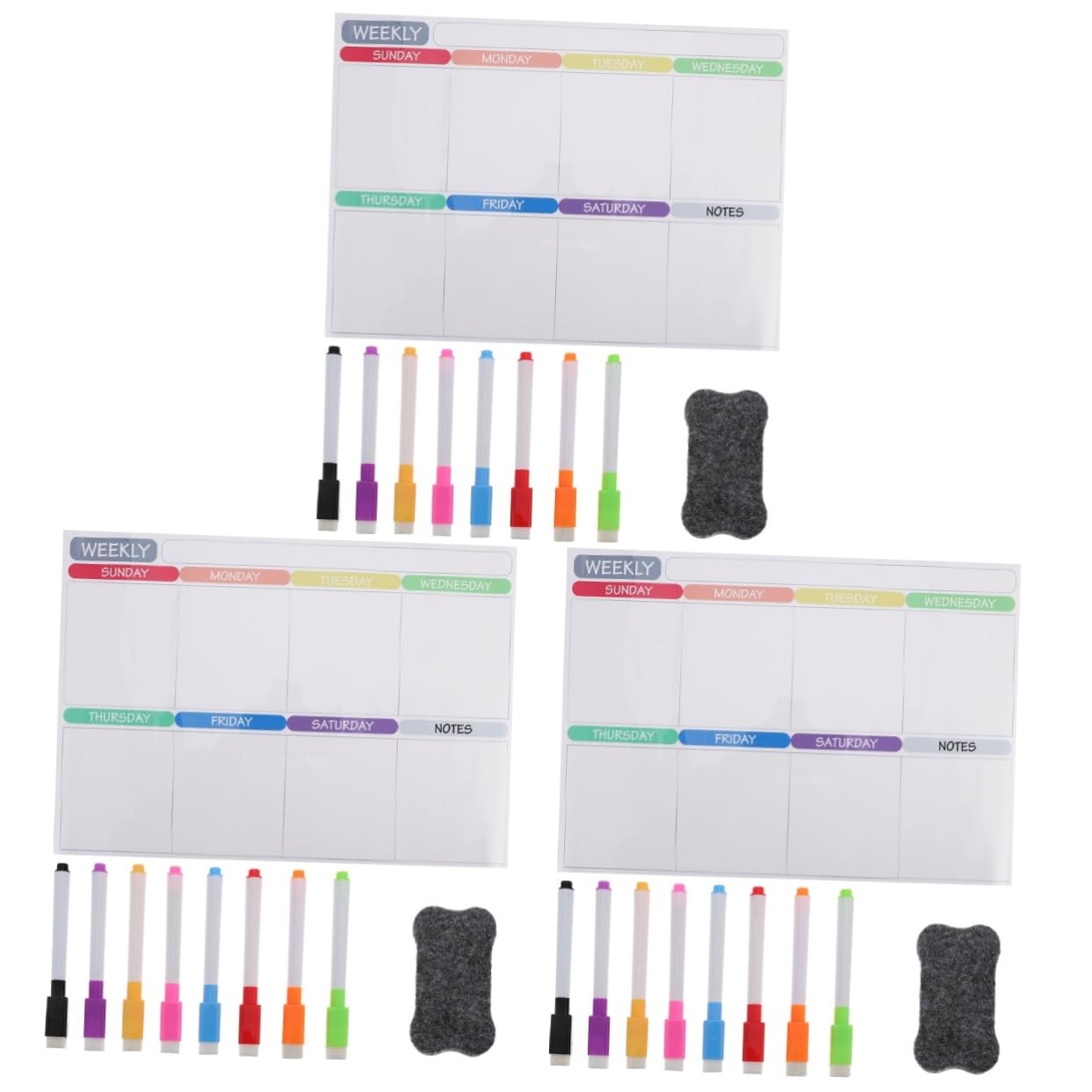 SHINEOFI 3sets Per Frigorifero Lavagna Cancellabile Settimanale e Mensile Planner Organizzatore Per Note Programmazione e Attività Design
