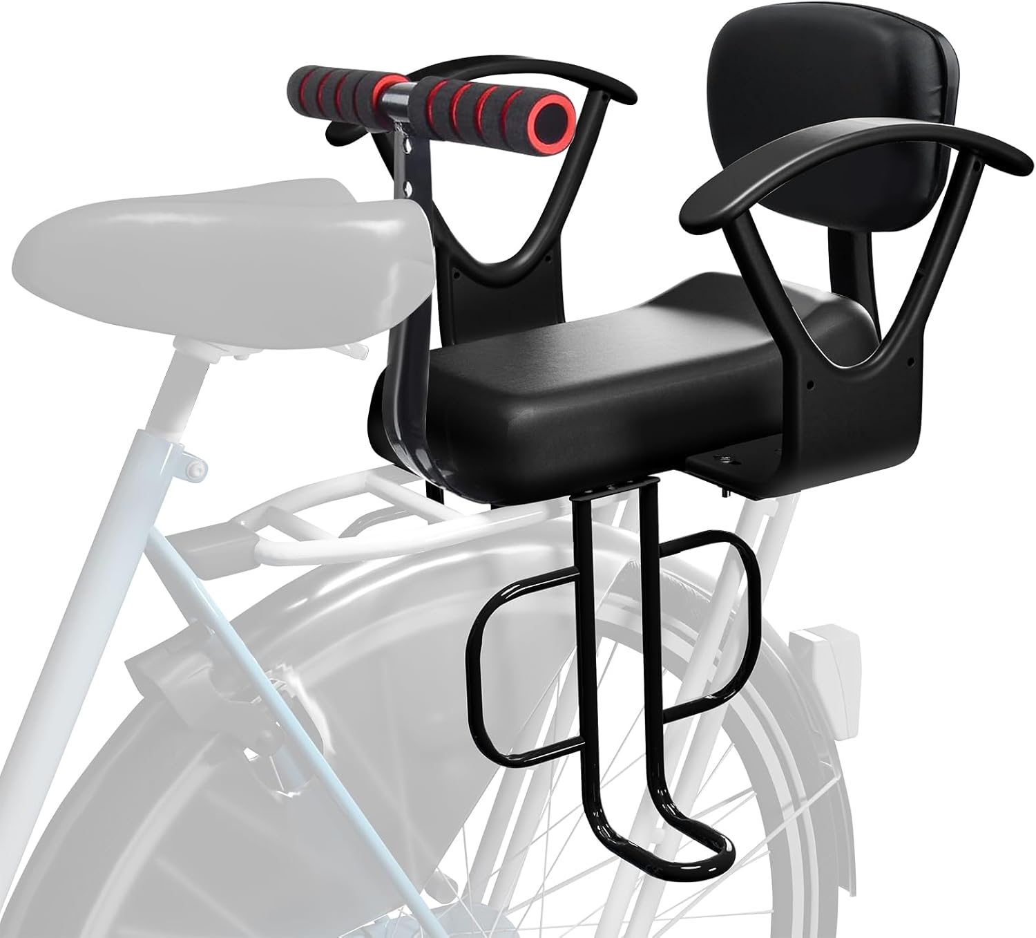 Photo 1 of  Rear Child Bike Seat with Thick Backrest, Rear Child Bicycle Seat Design for Children Aged 2 to 8 Years Old, One Size (Black-a) 