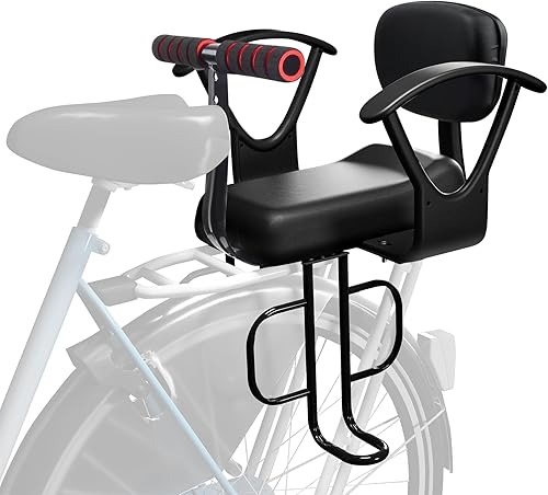 Asiento trasero de bicicleta para niños con respaldo grueso, asiento trasero de bicicleta para niños de 2 a 8 años, talla única (negro, a)