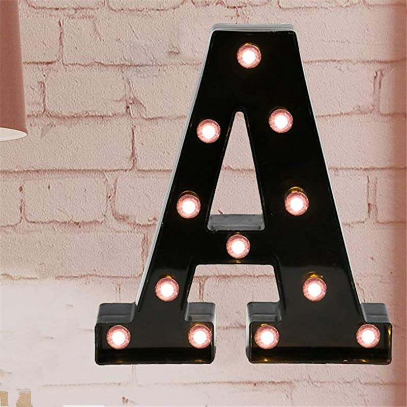 Light Up Letters, LED Letter Lights Sign with Remote Control Black Letter Light Up Letters Sign for Night Light Wedding Birthday Party Christmas Lamp Home Bar Decoration (A)