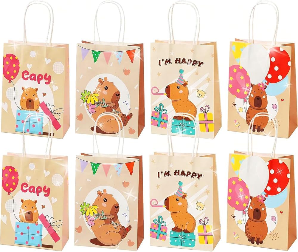 Photo 1 of BACH AND BOOZY 16PCS Capy Birthday Party Favor Bags Capy Goodie Gift Treat Bags Capy Birthday Capy bags for Birthday Party Supplies