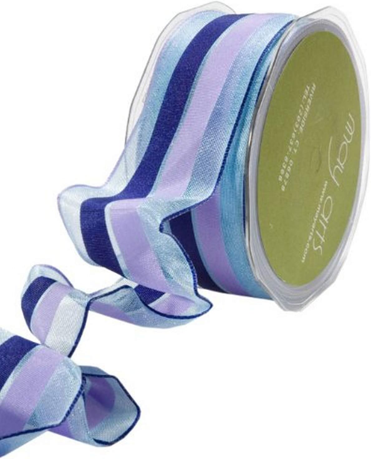 May Arts 1-1/2-Inch Wide Ribbon, Blue and Lavender Sheer Stripes