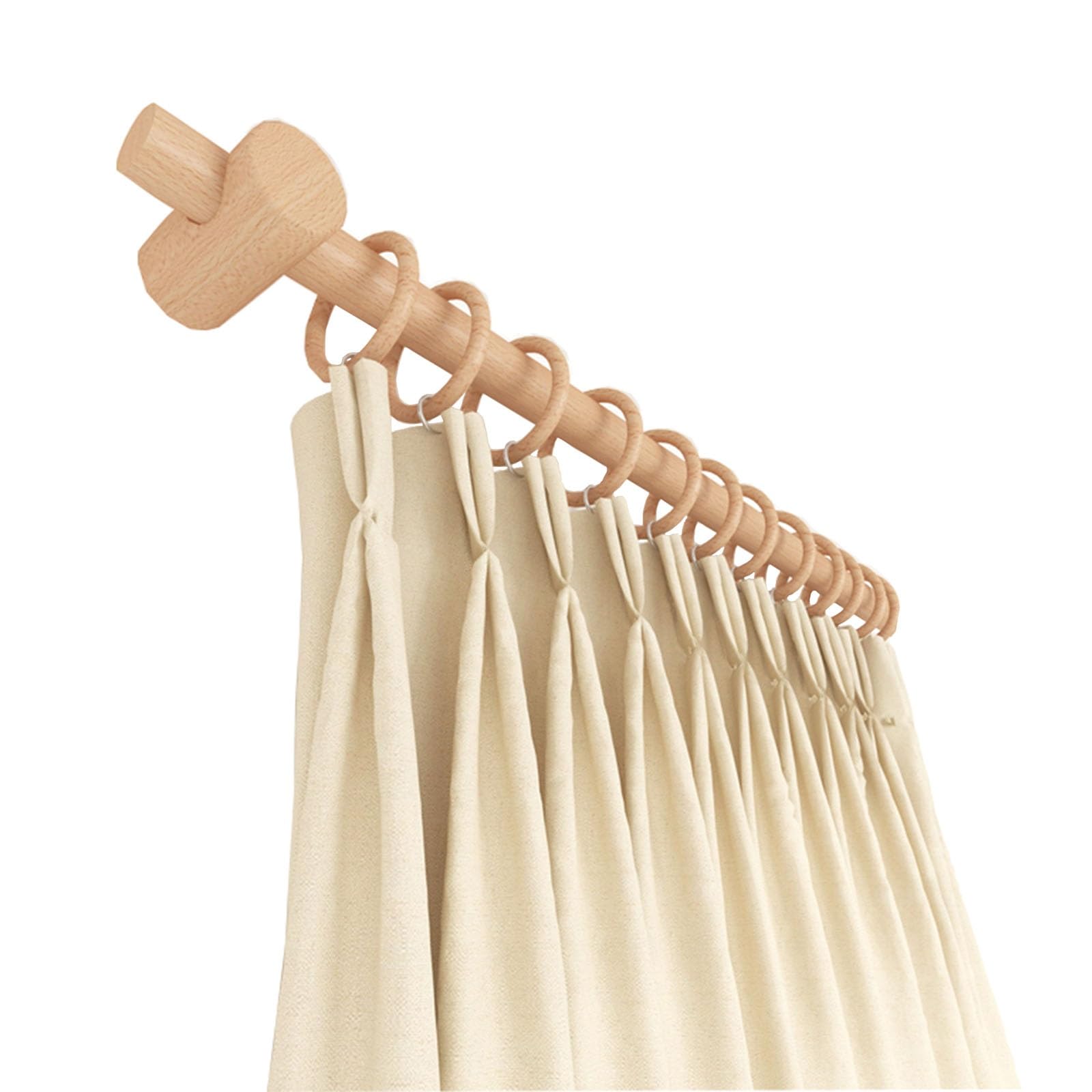Tringle à rideaux romaine en bois massif naturel de 29 mm de diamètre, résistante à l'humidité et sans odeur, 240 cm, tringle simple pour un traitement élégant de fenêtre