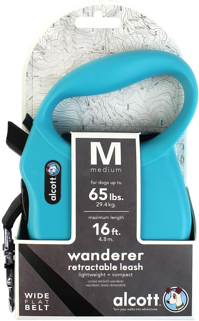 Alcott Wanderer Retractable Leash, Small, Blue