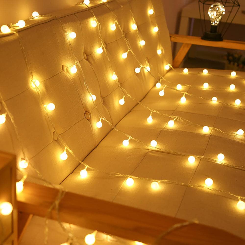 Lichterkette, Runde Lichterkette mit Kugeln, kreative LED-Lichterkette, batteriebetriebene Deko-Lichter for Terrasse, Zuhause, Hochzeit, Party, Schlafzimmer, Geburtstag(Colourful,19.6FT(40LED))