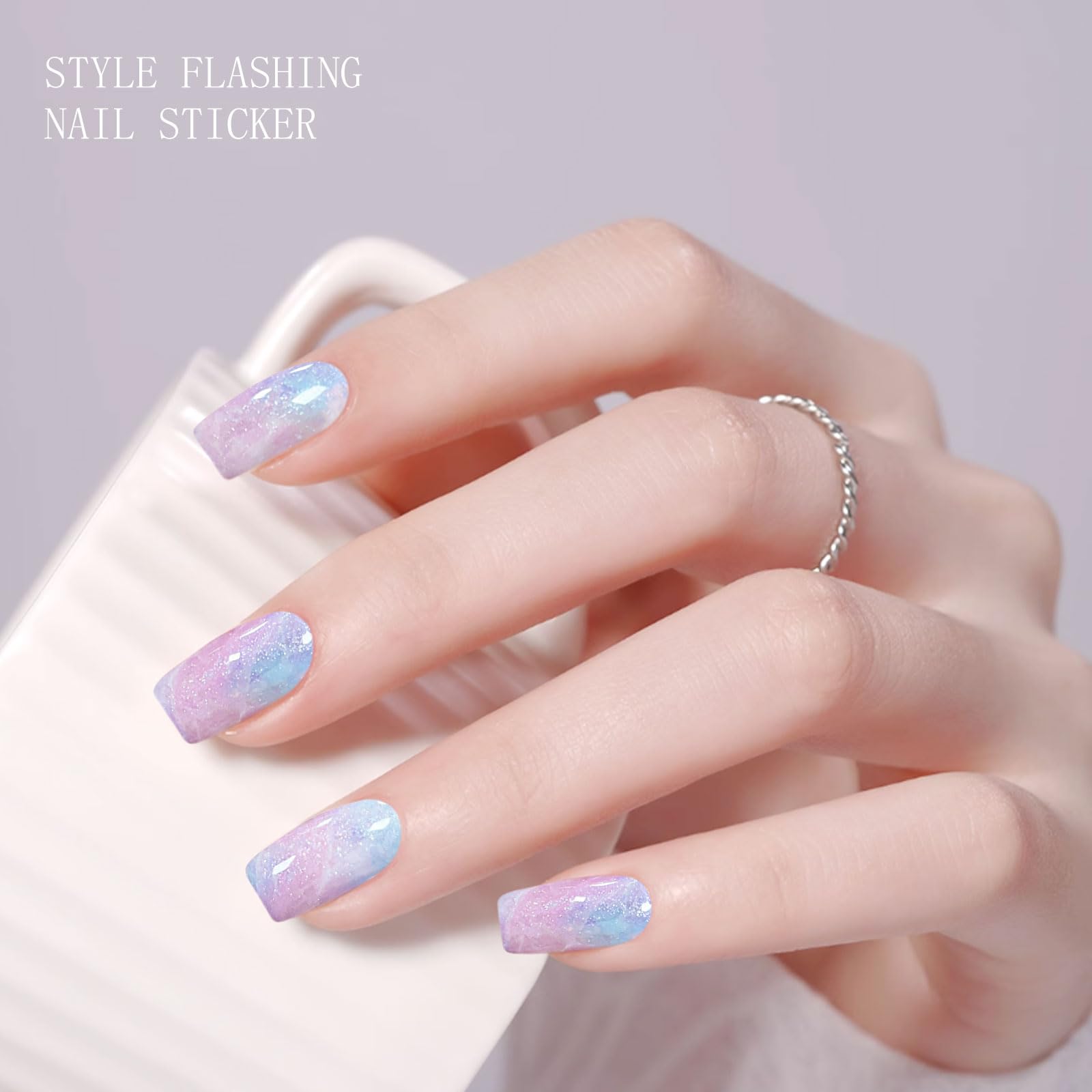 JMEOWIO Gel Nail Stickers Glitter Semi Cured Gel Nail Strips Wraps UV/LED Nails Art Design Decoration Accessories - Image 4