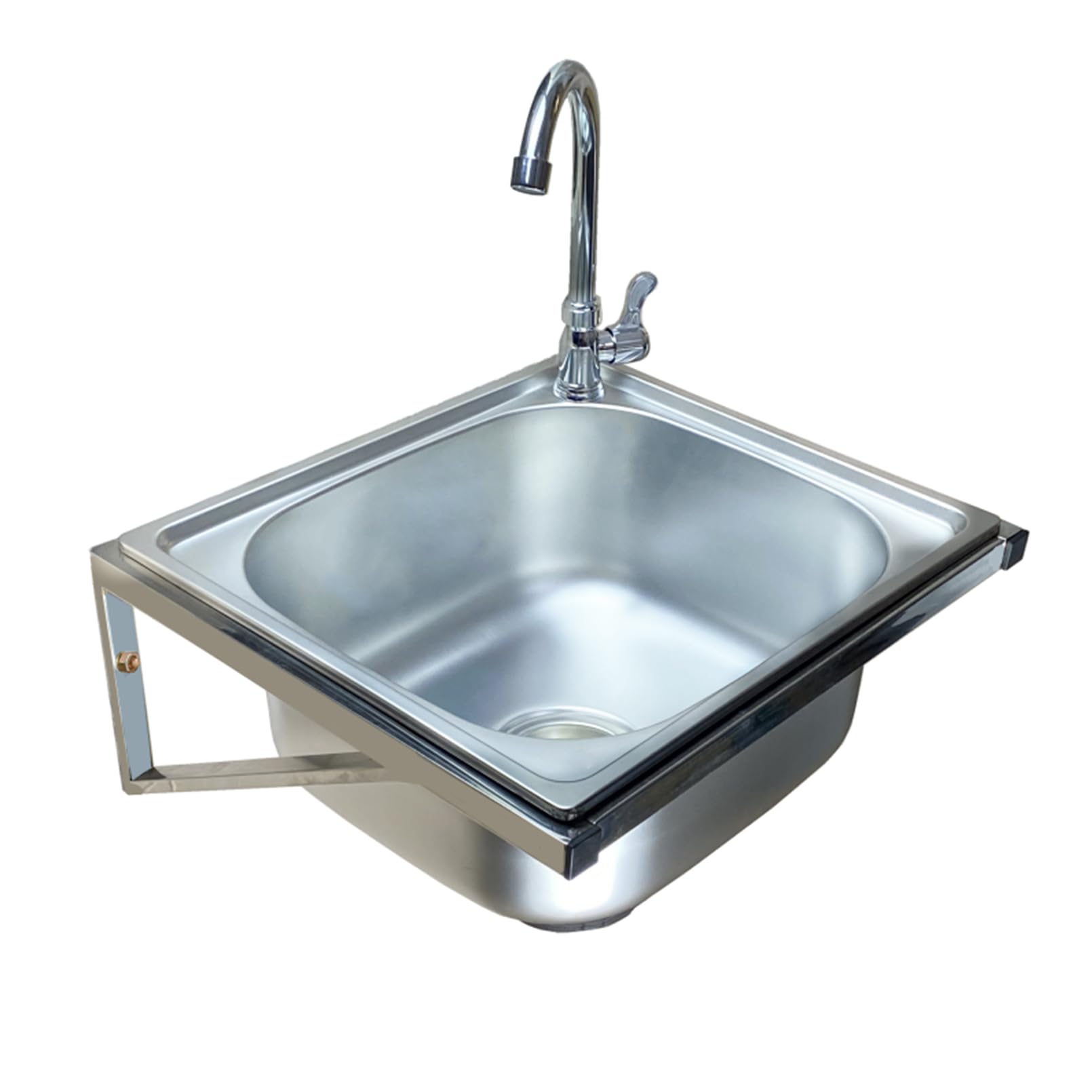 Stainless Steel Commercial Single Bowl Wall Mounted Kitchen Sink with Faucet for Garage and Basement Use