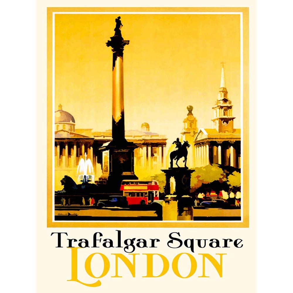 Wee Blue CooTourism London England Trafalgar Square Nelsons Column Art Print Poster Wall Decor 12X16 Inch
