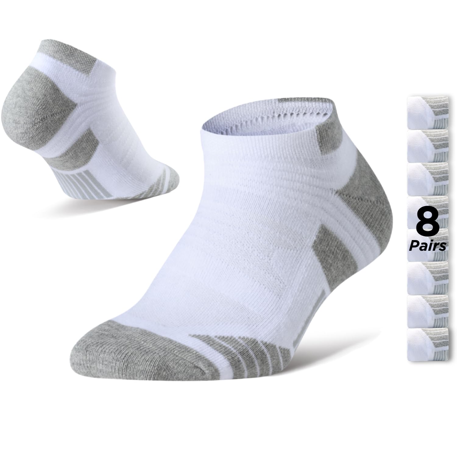 begrily Mens No Show Socks Performance Cotton Cushioned Ankle Low Cut Comfort Athletic Socks 8 Pack-picture-53