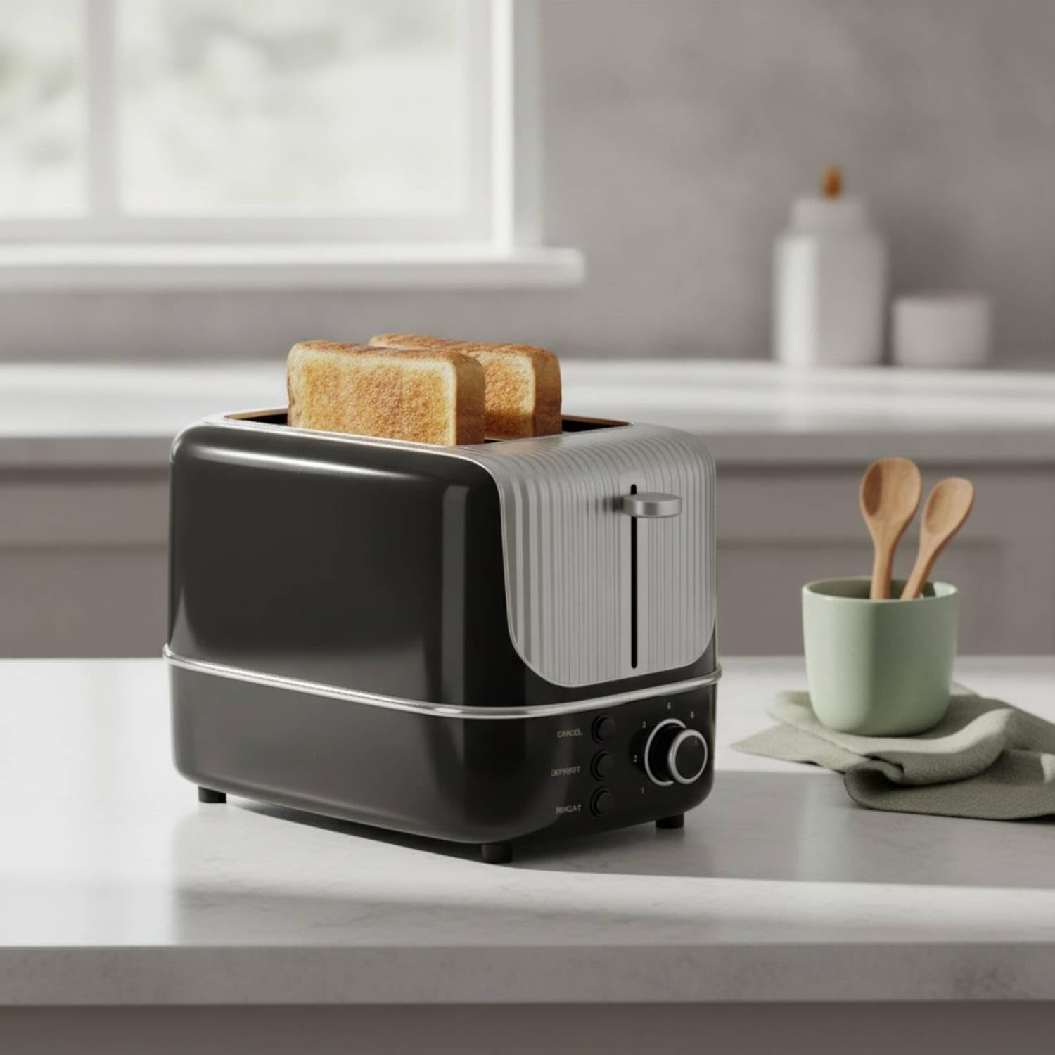 Countertop 2-Slice Toaster Compact Two-Slot Toaster Aut | Countertop 2-Slice Toaster Compact Two-Slot Automatic Kitchen Appliance Easy-Clean for Dorm Rooms Green Eu Plug 220V-image-31