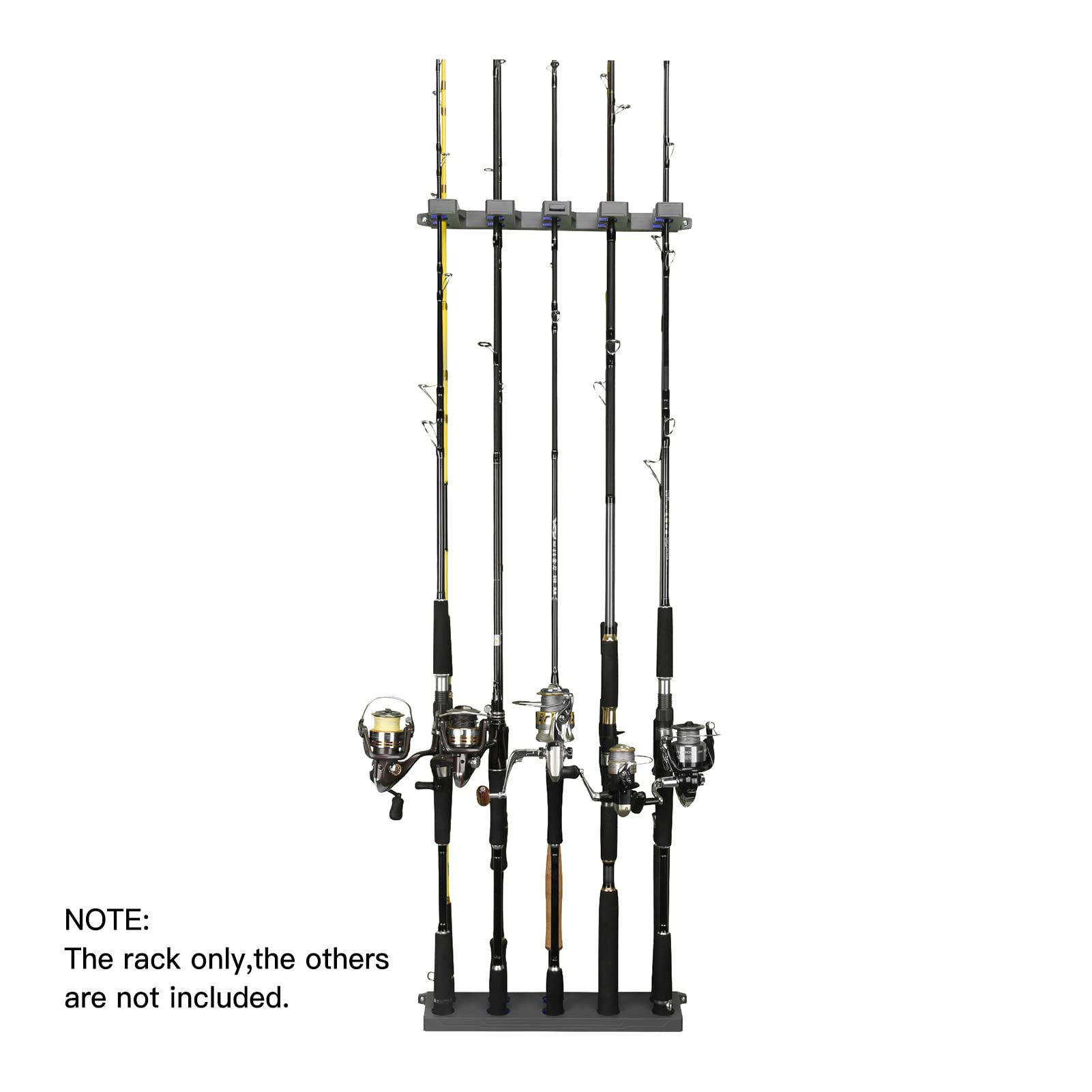 Portacanne Pesca Supporto Parete per Portaoggetti Organizza in Sicurezza 10 Canne Pesca per Pescatori Plastica Schiuma EVA Blu Verde Giallo Nero 42 cm
