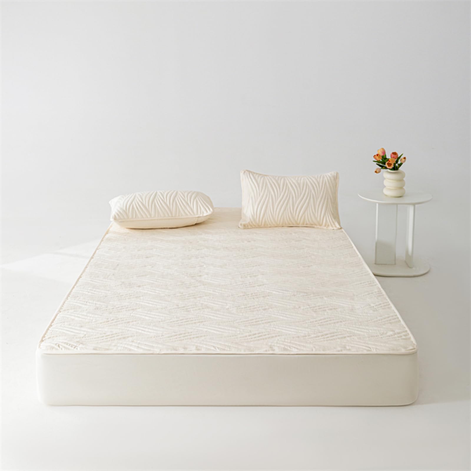 Drap Housse matelassé 200x220 Coton Lit Super King