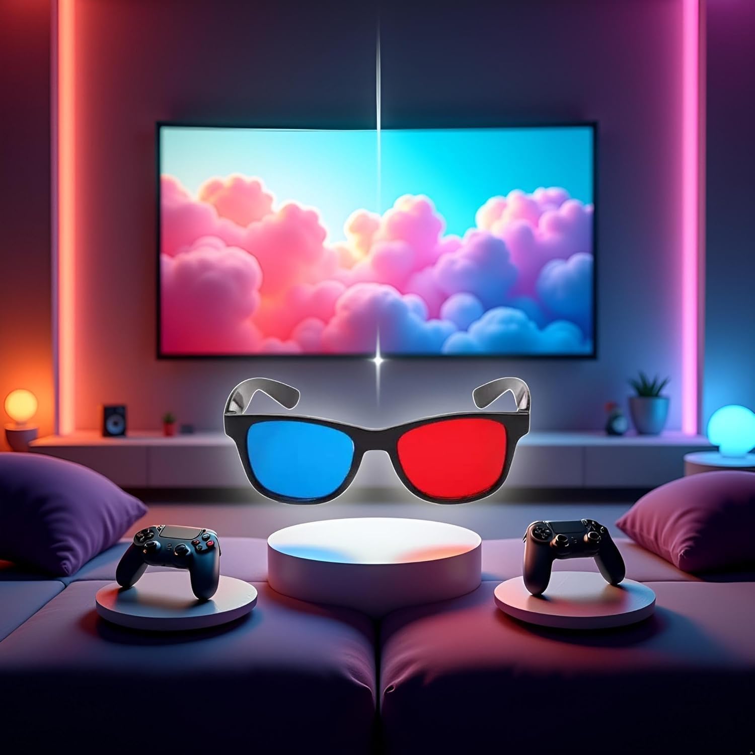 4 occhiali 3D universali rossi e blu per TV cinematografici, cornici 3D, occhiali 3D per videogiochi, per film 3D, occhiali per visione 3D, design semplice e leggero, accessori