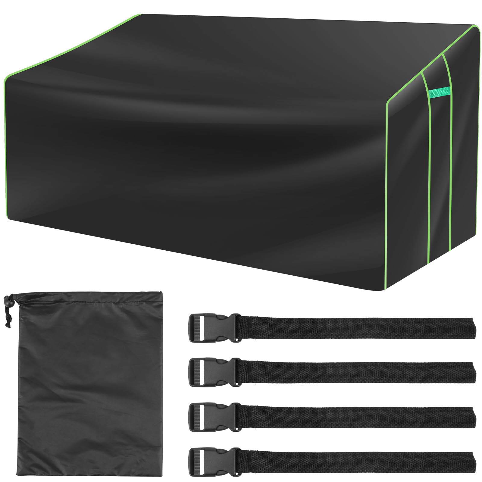Funda para banco de jardín de 3 plazas, 201 x 110 x 64/80 cm, tela Oxford con cordón, 4 cierres rápidos ajustables, impermeable, funda protectora para sofá de jardín, bancos exteriores