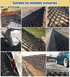 Grille de stabilisation de gravier en polyéthylène de 5,1 cm de haut pour chemins de contrôle de la boue dans les bases de pavés et dalles de pierre (taille : 2 x 2 m)