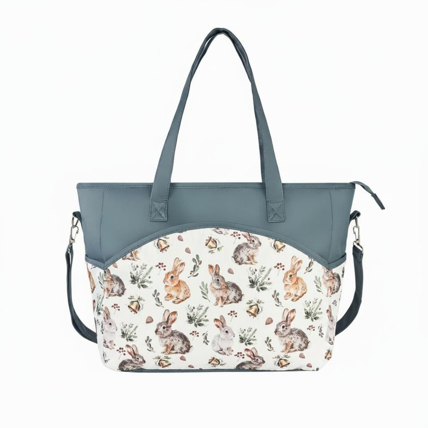 Polyester Maternity Tote Bag Adjustable Shoulder Strap Waterproof Maternity Bag Zippered Top Structured for Mothers Women, New Parents, Outings, Christmas Rabbit-image-12