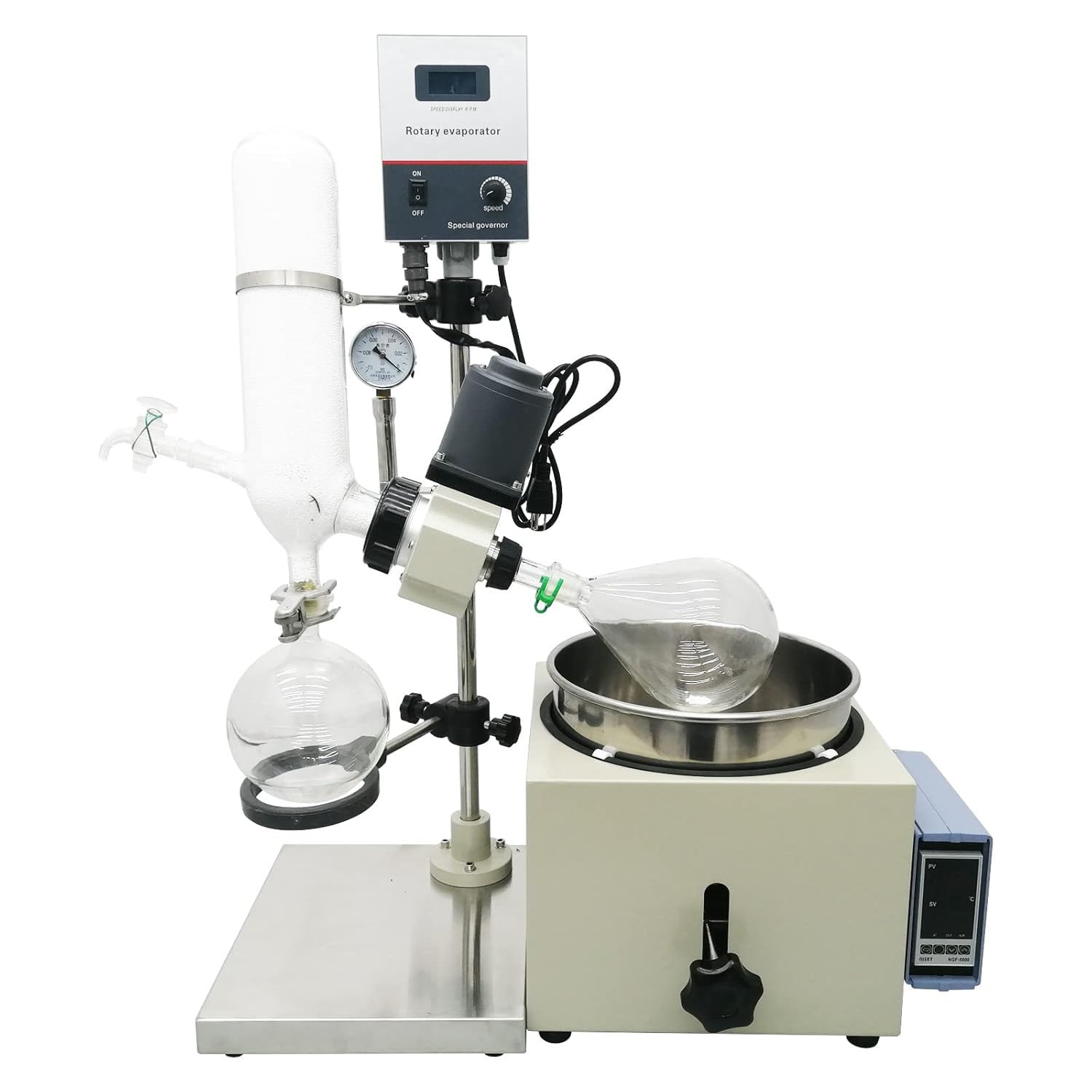 LXMydriasis 2L Rotary Evaporator Evaporator Rotary, Heating Water/Oil Bath, Manual Lifting lab Rotavap, Lifting lab Evaporator Rotary, Water Bath, 10-180rpm, Lab Rotary Evaporator Vacuum Pump 3L