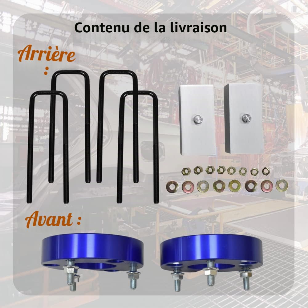 JINGLING 32MM Suspension avant 51MM Blocs de Suspension arrière Kits de levage pour Hilux Vigo 2004-2019 Kit UBolt Raise Adapter Strut Spring (avant et arrière)