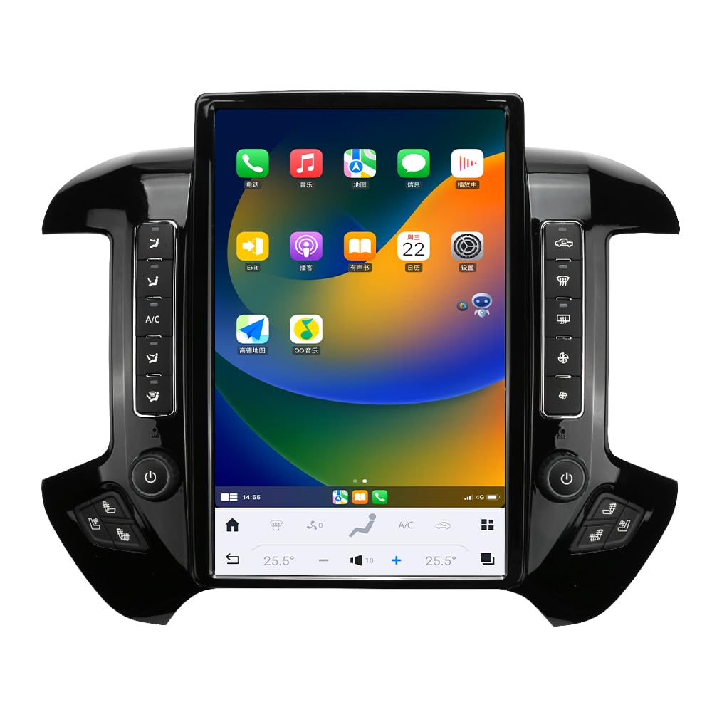 XUENAVAndroid 13 Vertical Screen car Stereo for Chevrolet Silverado GMC Sierra 2013-2019 Radio Upgrade Replacement Head Unit Android auto Bluetooth carplay GPS Navigation (OEM 8-inch Screen)