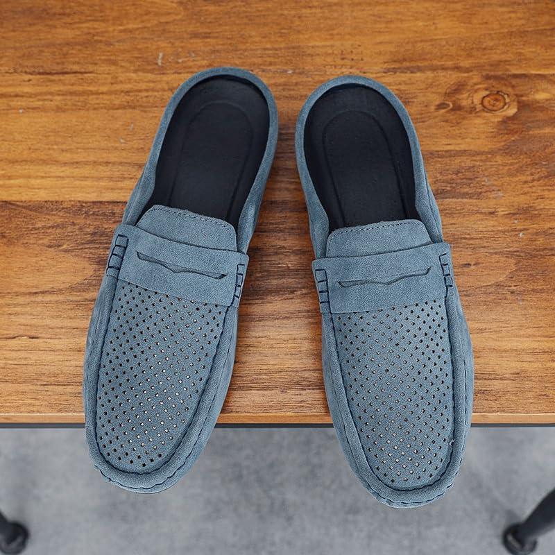 Loafers for Men Suede Vamp Perforated Half Penny Loafers Shoes Resistant Anti-Slip Flexible Prom Fashion Slip On3