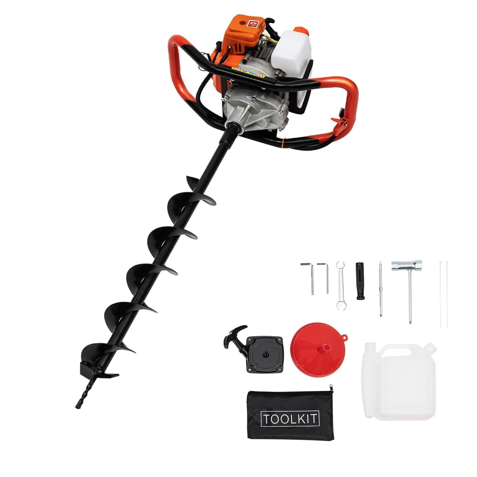 Petrol Earth Auger Kit 158cc Petrol Earth Auger, 2Stroke Fence Post Hole Borer, Fence Post Hole Borer Ground, for Digging Holes In The Ground or Ice