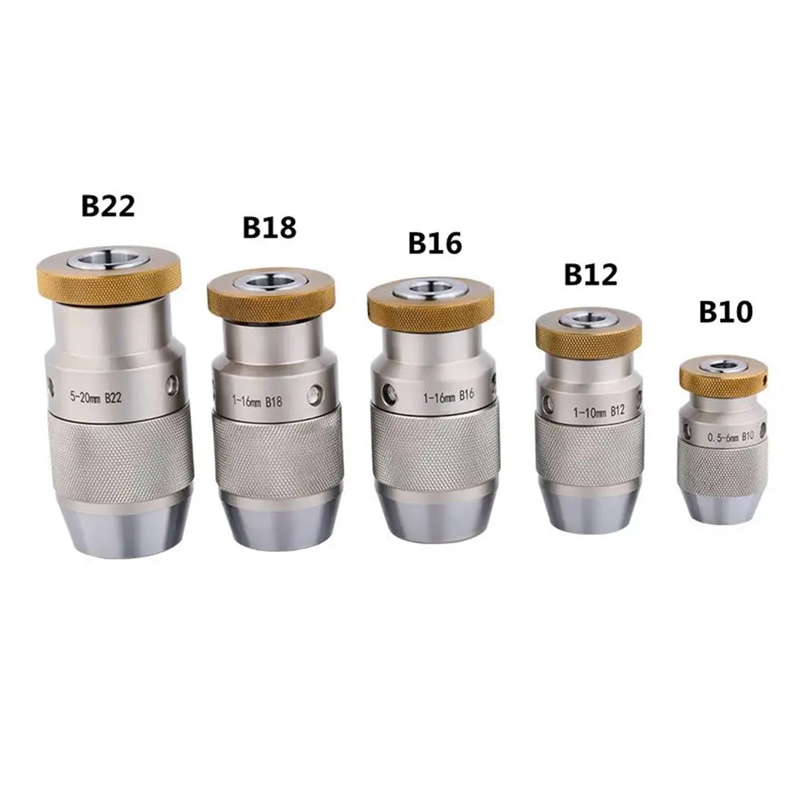 Portabrocas B10 B12 B16 B18 B22 Portabrocas de fresado sin llave Mandril de sujeción automática con bloqueo y autoapriete Accesorios for torno(Alloy,B22(5-20mm))