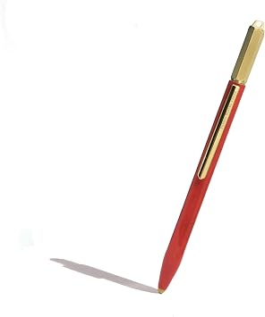 Ferris Wheel Press | Scribe Ballpoint Pen| Red Carpet | Copper Lacquered Body | Steel plated clip | Engraved rotating brass crown