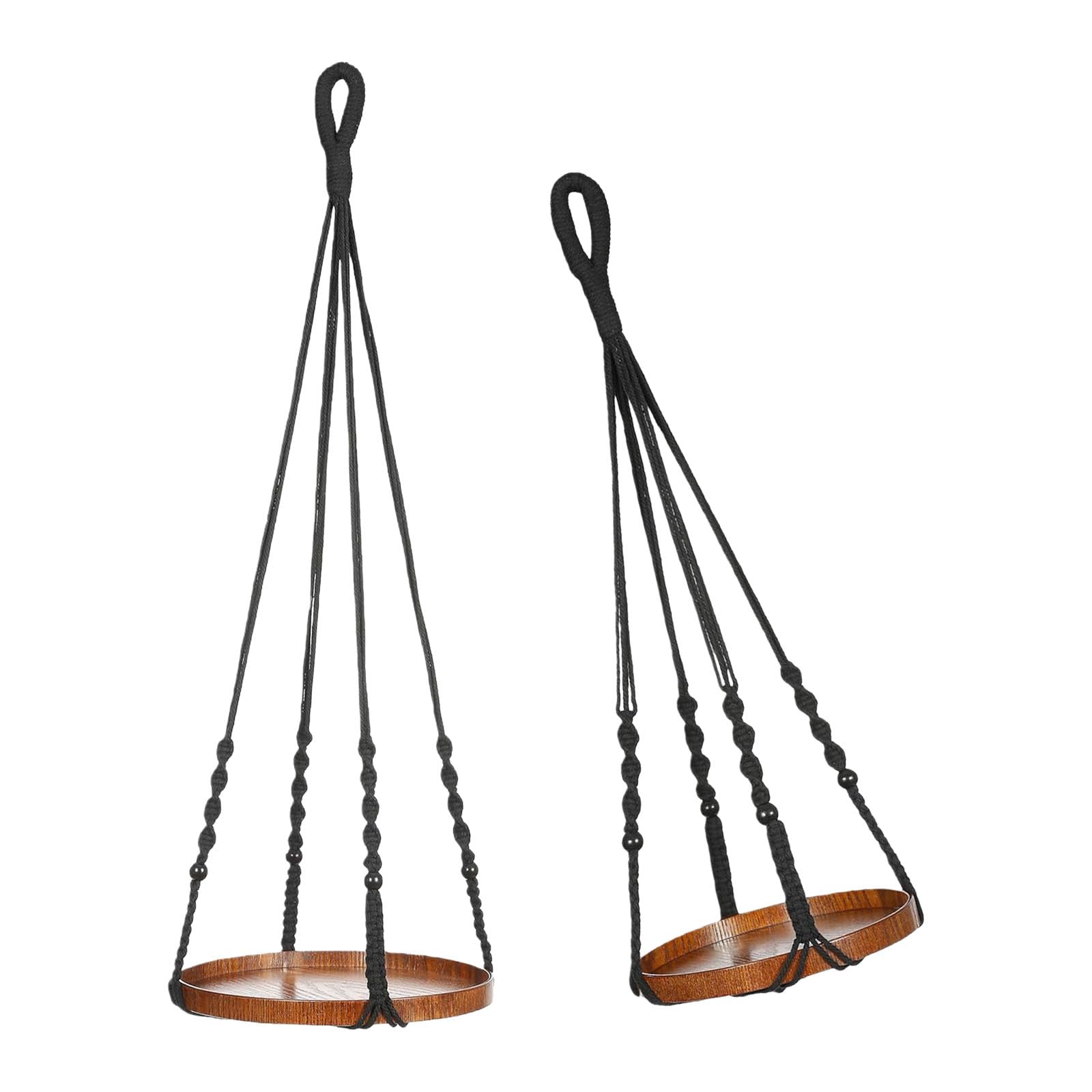 HDOYTXXM Wall Mounted Planter Basket Cotton Rope with Wooden Base for Garden Indoor Outdoor Decor Hanging Braided Fruit
