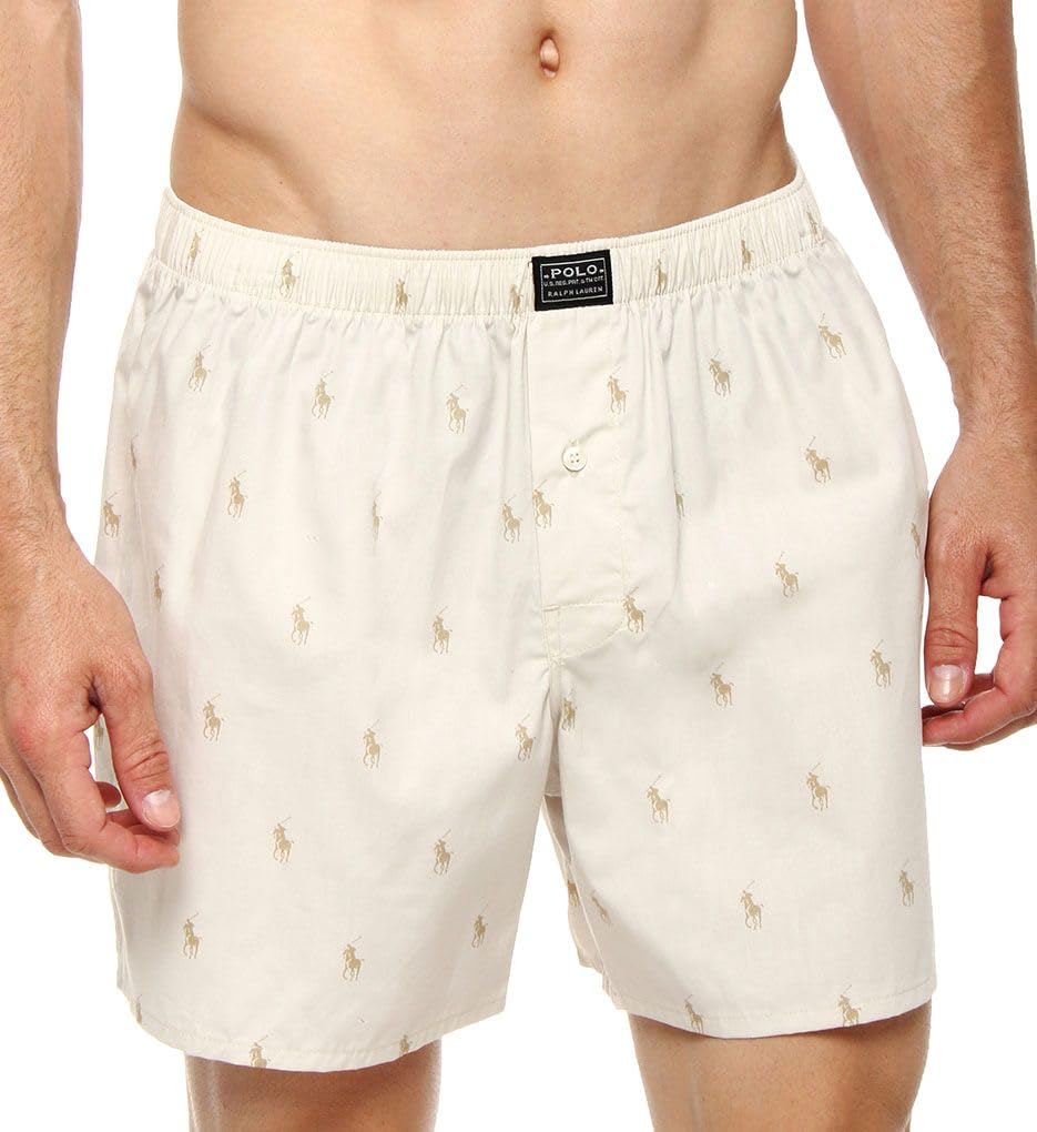 Polo Ralph Lauren Polo Player Woven Boxer, L, Bleach Stone