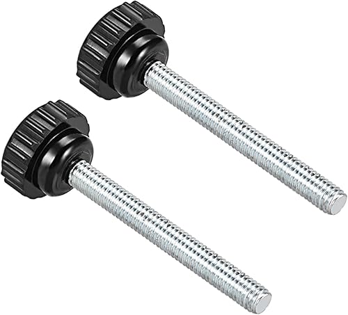 Perillas de sujeción moleteadas, rosca macho M6 x 1.969 in, cabeza de 0.787 in, pomos de plástico termoestable para tornillo de pulgar negro